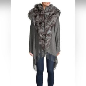 NWT Annabelle by scbmi wool grey silver fox cape